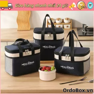 Túi đựng hộp cơm trưa ORDOBOX, Túi giữ nhiệt thực phẩm cách nhiệt bằng lá nhôm, Túi cách nhiệt dung tích lớn thời trang dành cho nữ