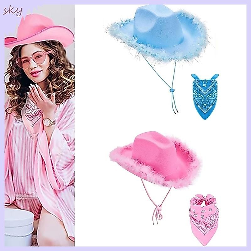 Western Cowboy Hat Scarf Print Bandanas Women Party Costume Roleplay Headdress