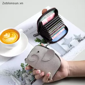 # HB # Túi đựng tiền voi da PU Ví đựng tiền xu nữ có vòng chìa khóa Túi lưu trữ dây kéo đa chức năng Hộp đựng chìa khóa.