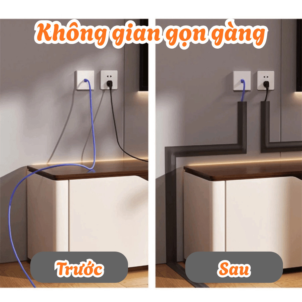 Nẹp Dây Điện Nổi Dán Tường Dày Dặn Bán Nguyệt HOMIE, Vỏ Bọc Dây Cáp Chống Giật Điện, Chống Cháy, Bảo Vệ Dây Điện