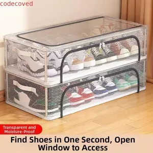 Hộp đựng giày trong suốt CODECOVED, Hộp đựng giày gấp dung tích lớn, có thể xếp chồng lên nhau bền bỉ Chống ẩm dày dưới giường Giày sắp xếp phòng ngủ