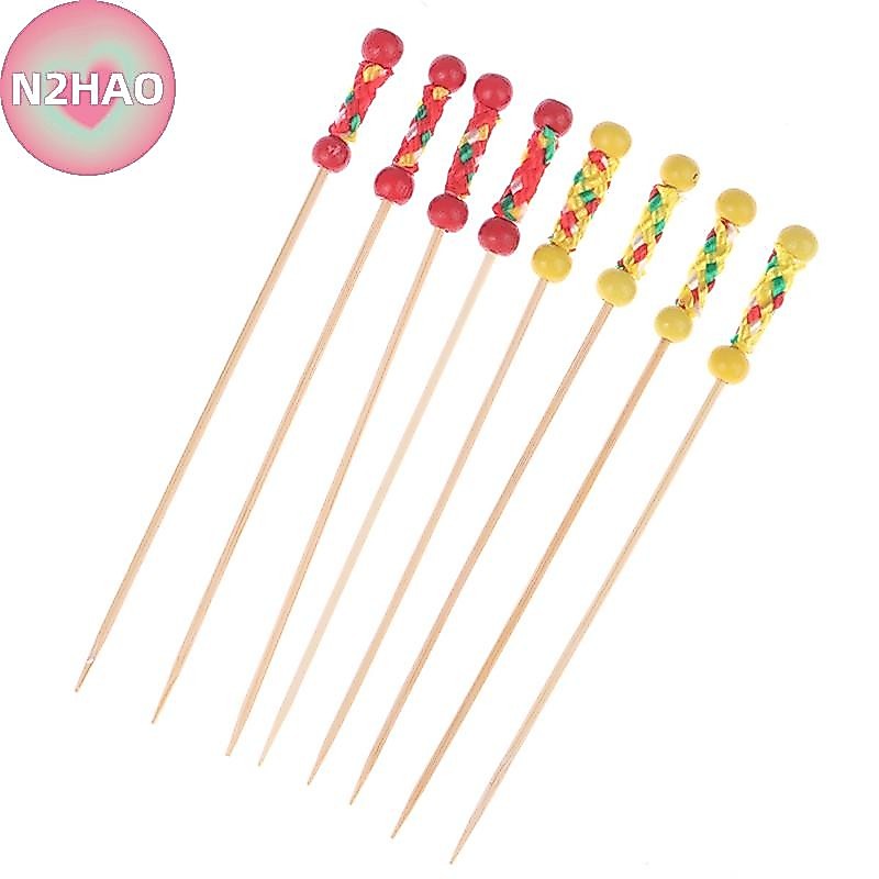 N2HAO 100 Cái / gói Sáng Tạo Nĩa Trái Cây Cocktail Dính Tre Xiên Candied Haws Stick Dùng Cho Buffet Trang Trí Thực Phẩm Đám Cưới n