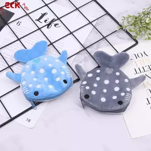 ECK Hoạt Hình Dễ Thương Sang Trọng Cá Mập Tiền Xu Sang Trọng Ví Động Vật Dành Cho Nữ Trẻ Em Dây Kéo Túi Đựng Tiền Xu HOT