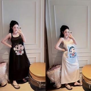 Váy 2 Dây Shin Bắn Tim Double - SixĐầm Suông Chất Cotton Mềm Mịn .