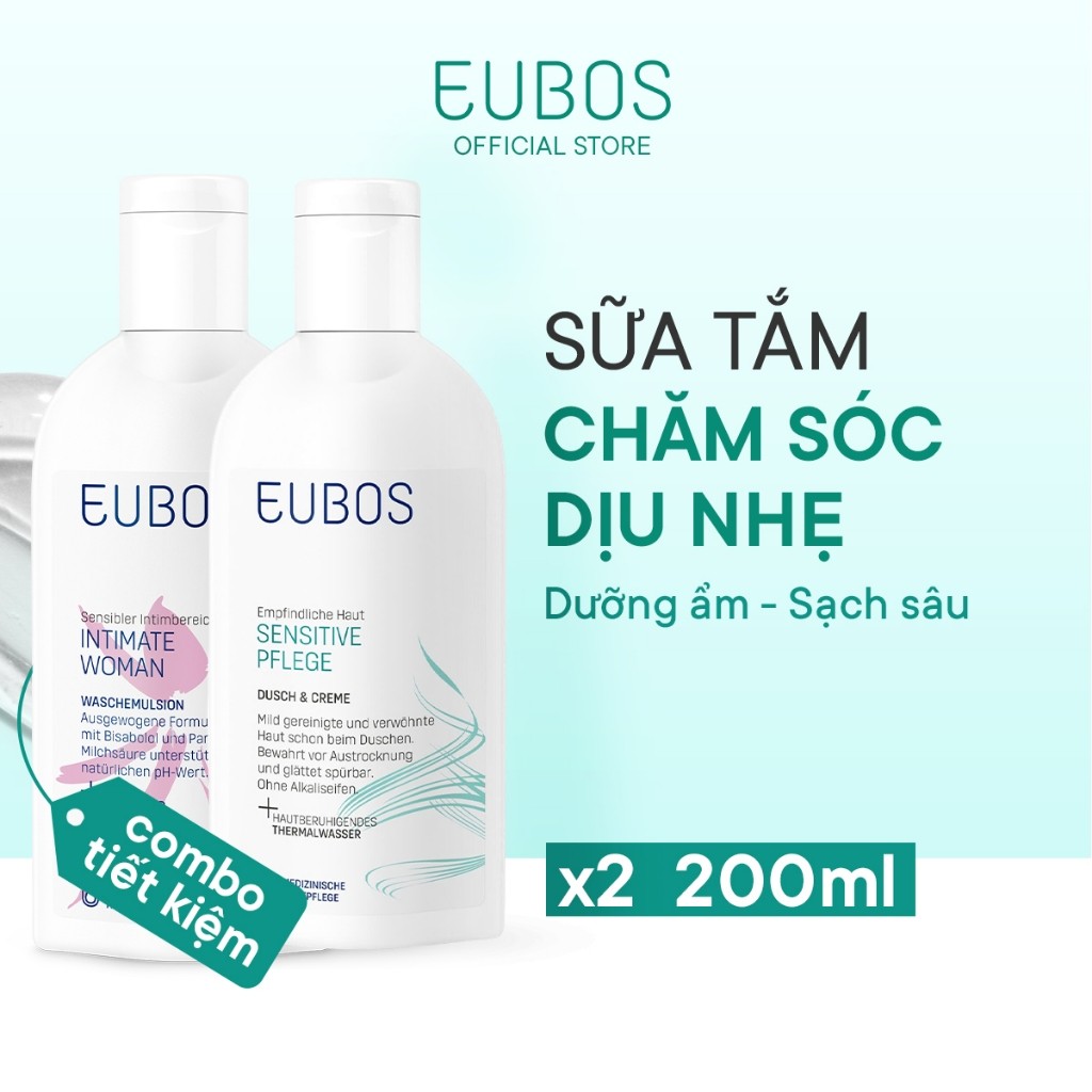 Combo Chăm Sóc Dịu Nhẹ Dung Dịch Vệ Sinh Phụ Nữ EUBOS Intimate Woman Và Sữa Tắm Cho Da Khô, Nhạy Cảm 200ML