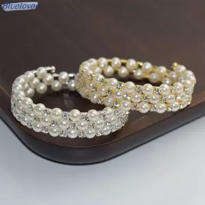 Bluelover Thanh Lịch Pha Lê Giả Ngọc Trai Vòng Tay Nhiều Lớp Co Giãn Vòng Tay Ngọc Trai Dành Cho Nữ Cô Dâu Trang Sức Quà Tặng Mới