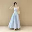 Mùa hè Pháp Phong cách dịu dàng ngọt ngào Slim-fit eo hẹp mỏng hơn Thiết kế màu trắng Niche Swing Collar Sling Dress Nữ