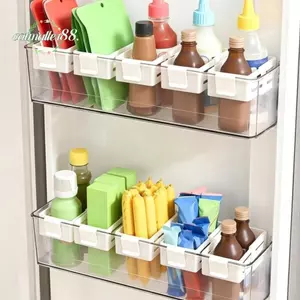 CATMALLER88 Phân vùng lưu trữ cửa bên, Bộ chia lưu trữ tủ lạnh loại Snap-on, Bộ chia vách ngăn mở rộng đa chức năng có thể thu vào Đồ dùng nhà bếp