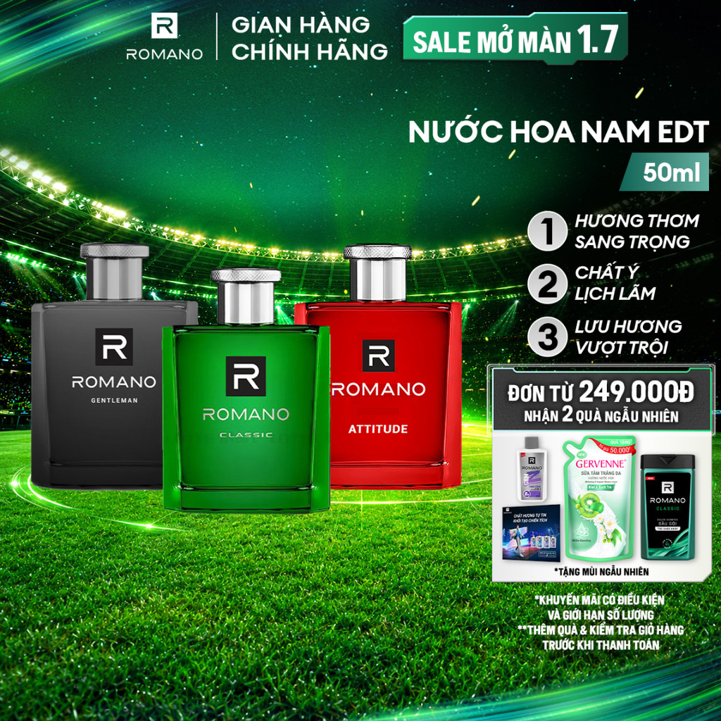 Nước hoa nam Romano EDT Attitude / Classic / Gentlemen 50ml