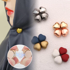 Kẹp Hijab Nam Châm Hình Trái Tim Thổ Cẩm Kim Loại, Không Lỗ