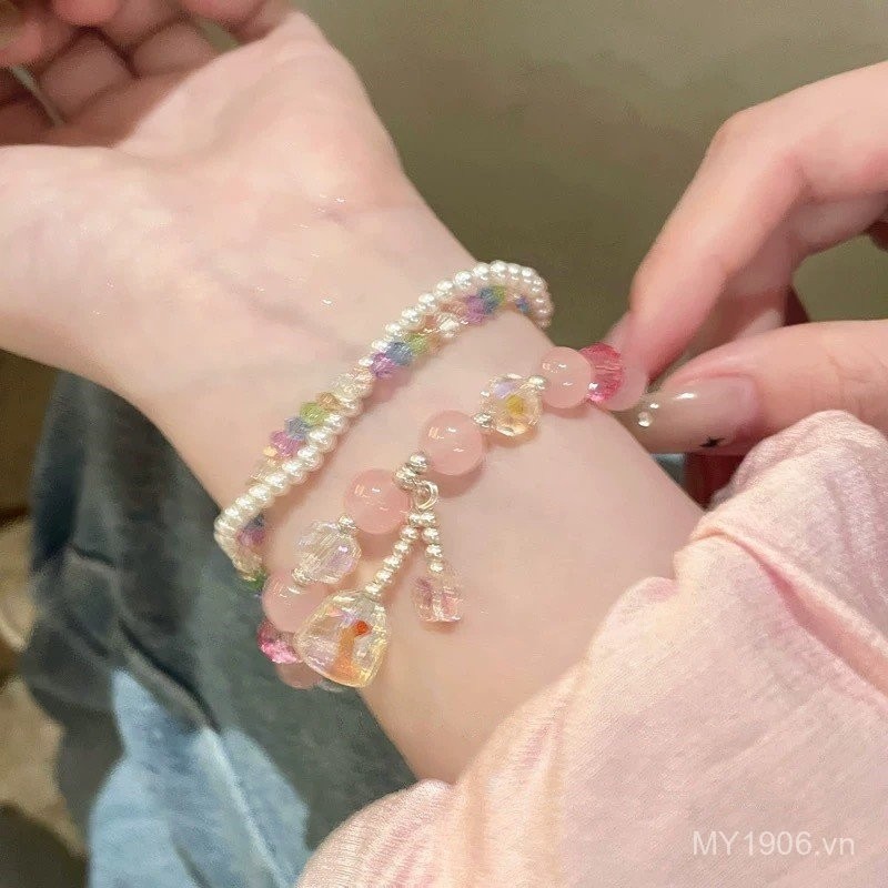 Đồng hồ tay nữ phong cách mới nhất màu pastel đính hạt, hình bướm cao cấp