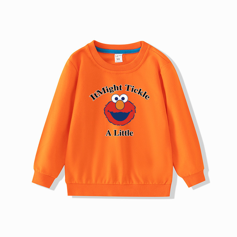 Áo nỉ cổ tròn dài tay 2D hoạt hình Sesame Street cho bé trai bé gái