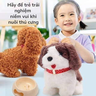 【BabyJoy】Chó Bông Biết Đi Biết Sủa Biết Kêu,Con chó sang trọng búp bê đồ chơi điện,Chó đồ chơi nhồi bông,Đồ Chơi Trẻ Em