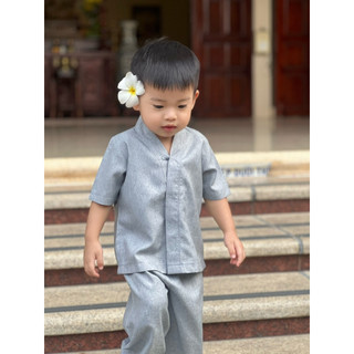 set đồ bé trai linen, mẫu bà lai, pháp phục bé đi chùa