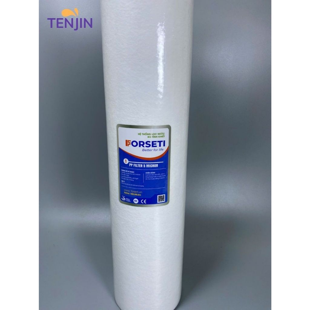Lõi Lọc FORSETI 20 Inch Béo Đầu Nguồn PP5 Lọc Hiệu Quả Bụi Bẩn Trên 5 Micromet