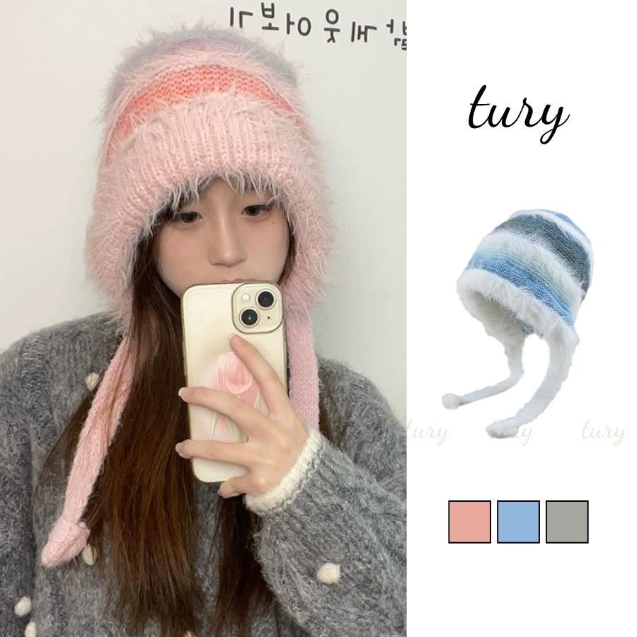 Nón Len Giữ Ấm Unisex Nam Nữ - Tury - Mũ Len Lông Xù Tai Thỏ Tai Dài Cute Giữ Ấm Mùa Đông - NL091