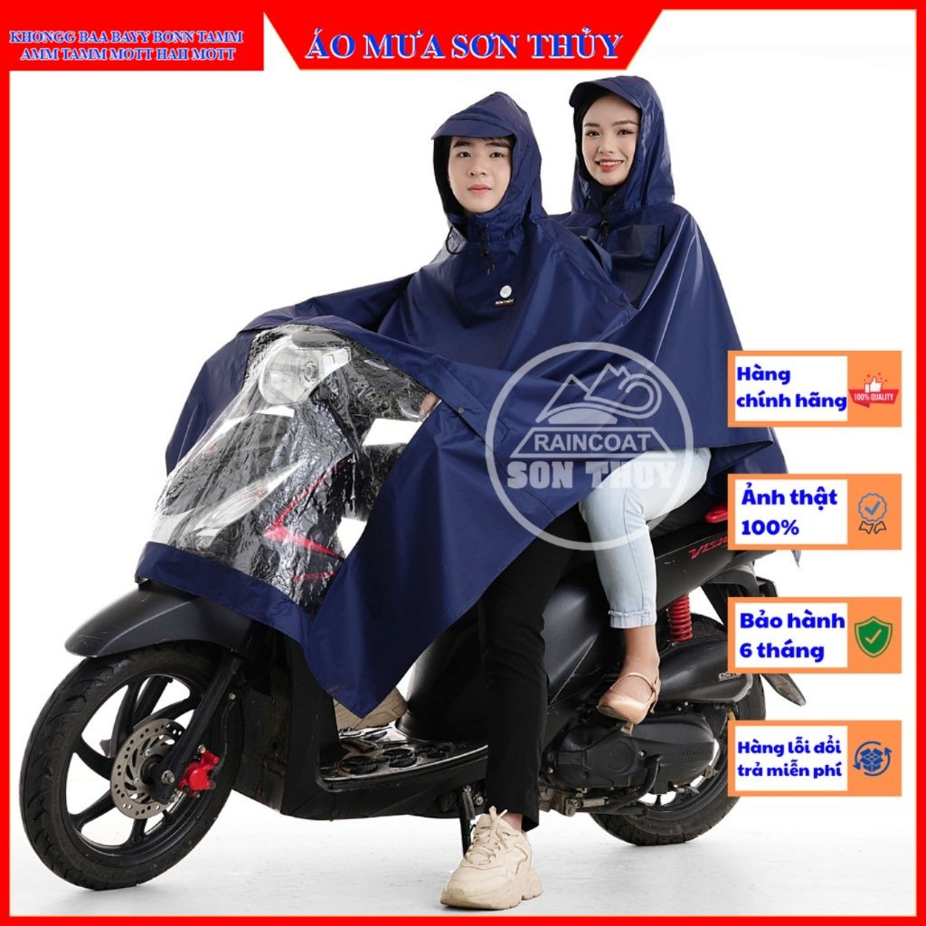 Áo mưa choàng 2 mũ Sơn Thủy áo mưa vải dù cao cấp 2 người mặc K26/2M
