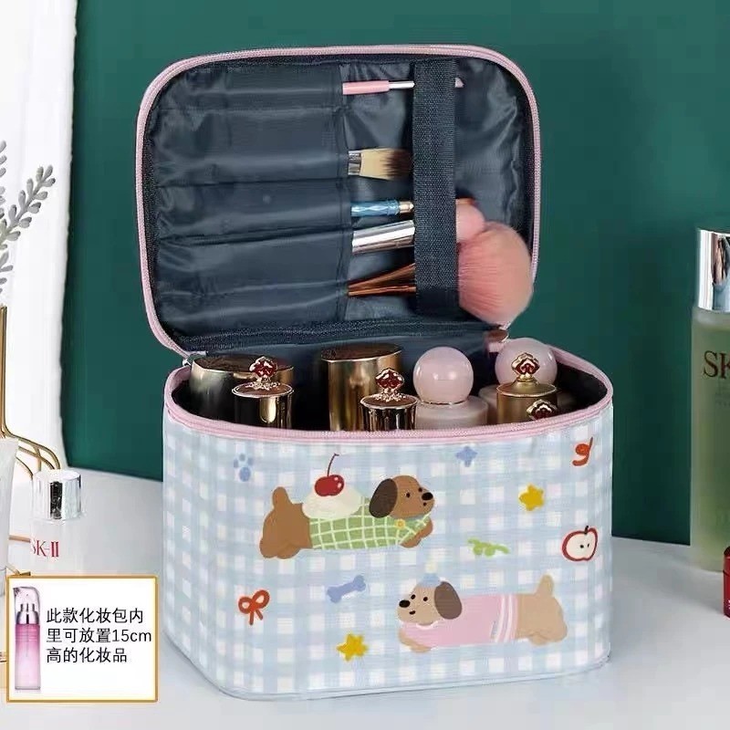 Túi Đựng Đồ Trang Điểm Makeup Họa Tiết Cute, Túi Đựng Mỹ Phẩm Du Lịch, Túi Vải Có Quai Cầm Xách Tay Lớn
