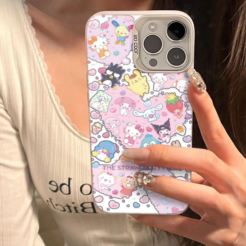 Ốp Lưng iPhone Hình Trái Tim Anime Dễ Thương - Tương Thích 16/15/14/13/12/11 Pro Max, XS Max, X