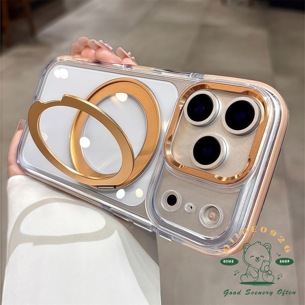 【 Ốp lưng iPhone17 】 Giá đỡ pha lê băng thu hút từ tính xoay 360 Vỏ điện thoại iphone17 Pro Max 16 15 cho vỏ iPhone Vỏ mềm silicon TPU chống sốc