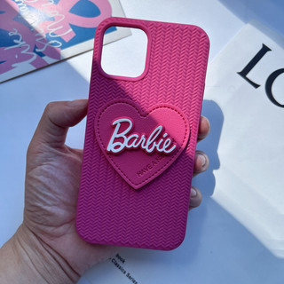 Da Trái Tim 3D Barbie Thời Trang Họa Tiết Dệt Magenta Bảo Vệ Toàn Diện Ốp Điện Thoại Chống Sốc Cho iPhone 17 17 17Air 16 15 14 13 12 11 ProMax Plus XsMax XR X Xs SE2020 7 8 Ốp Lưng