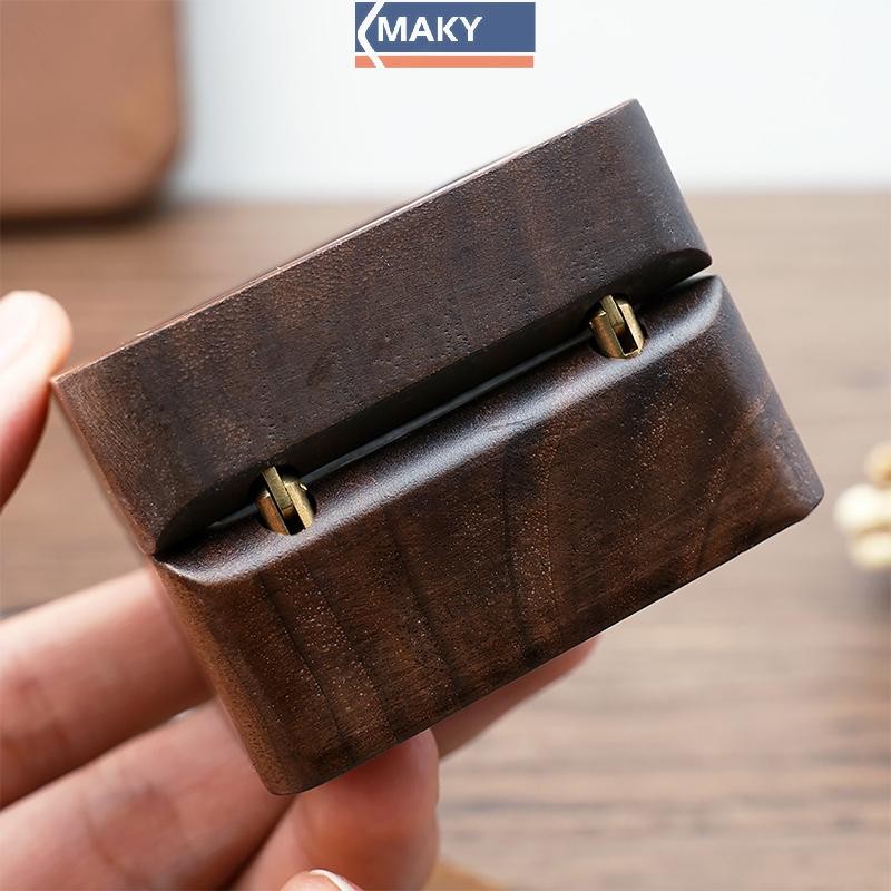 Onetimingcool Hộp Trang Sức Quả óc chó Gỗ Chắc Chắn Nhẫn Cưới Hộp Nhỏ Trang Sức Bảo Quản Bàn Top VN