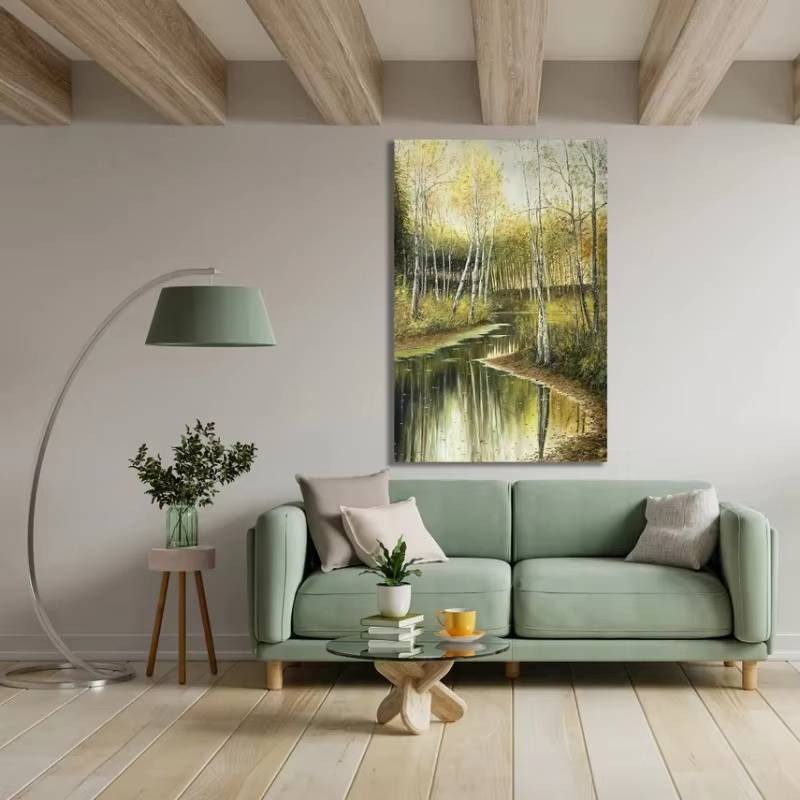 Rừng Gỗ Cây Nắng Nước Thiên Nhiên Mùa Xuân Phong Cảnh poster Hiện Đại Phong Cảnh Vải Tranh Tường Phòng Khách Nghệ Thuật Trang Trí Nhà