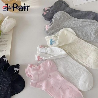 Bigdealssuper 1 Đôi Cotton Thoáng Khí Mỏng Thấp Rỗng Ra Tất Nữ Tính Trái Tim Dễ Thương Nơ Ngọt Ngào Tất Thường Ngày Thoải Mái Thời Trang Mùa Hè Tất Ngắn Quà Tặng Siêu