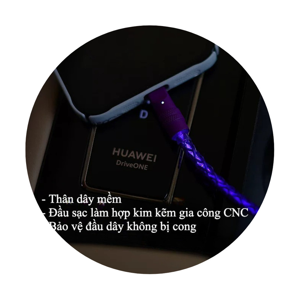 Cáp Sạc Nhanh RGB Đổi Màu 65W - Dây Phát Sáng -  Type C to C 60W - Cắm bàn phím - Bện 8 sợi - Bảo Hành 6 Tháng