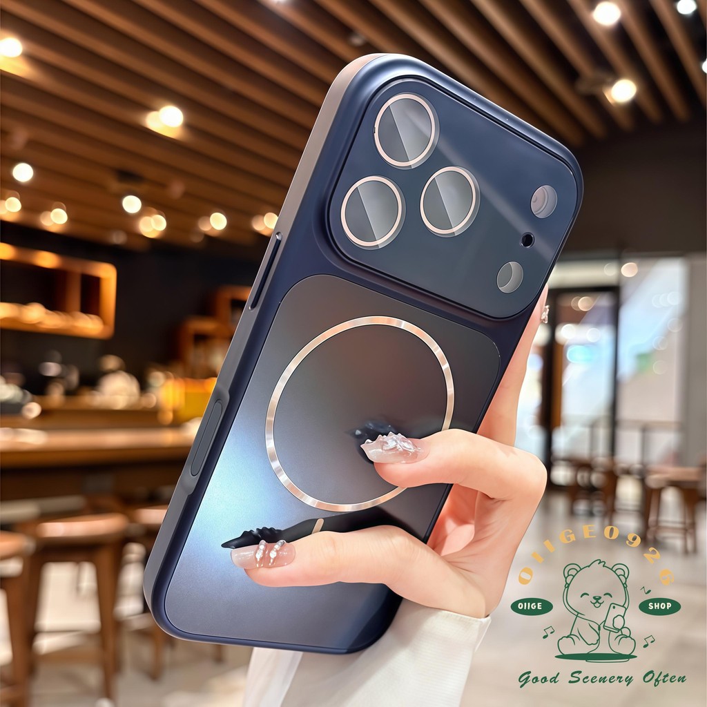 【 Ốp lưng iPhone17 】 Vỏ điện thoại từ tính mờ dạng lỏng màu cam iphone17 Pro Max 16 15 14 13 cho vỏ iPhone Vỏ mềm silicon TPU chống sốc