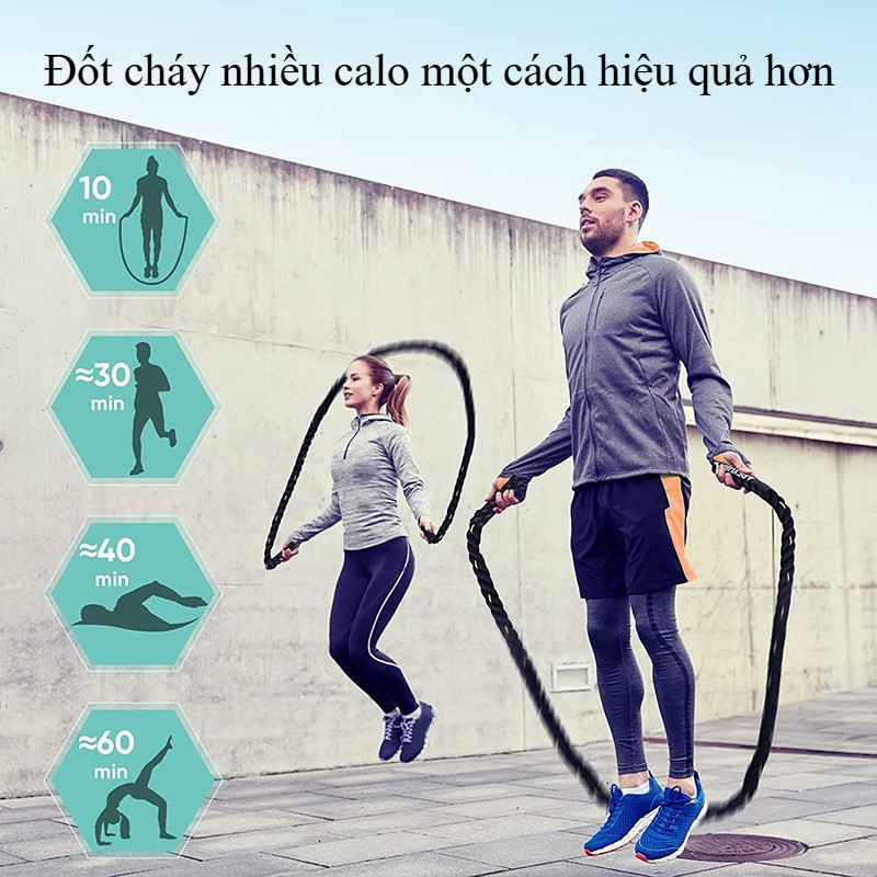 Dây Nhảy Boxing Gym Tập Thể Lực Nặng 1.2kg Dài 2.8m Đến 3m, Chuyên dụng tập Boxing, Gym và rèn luyện sức bền