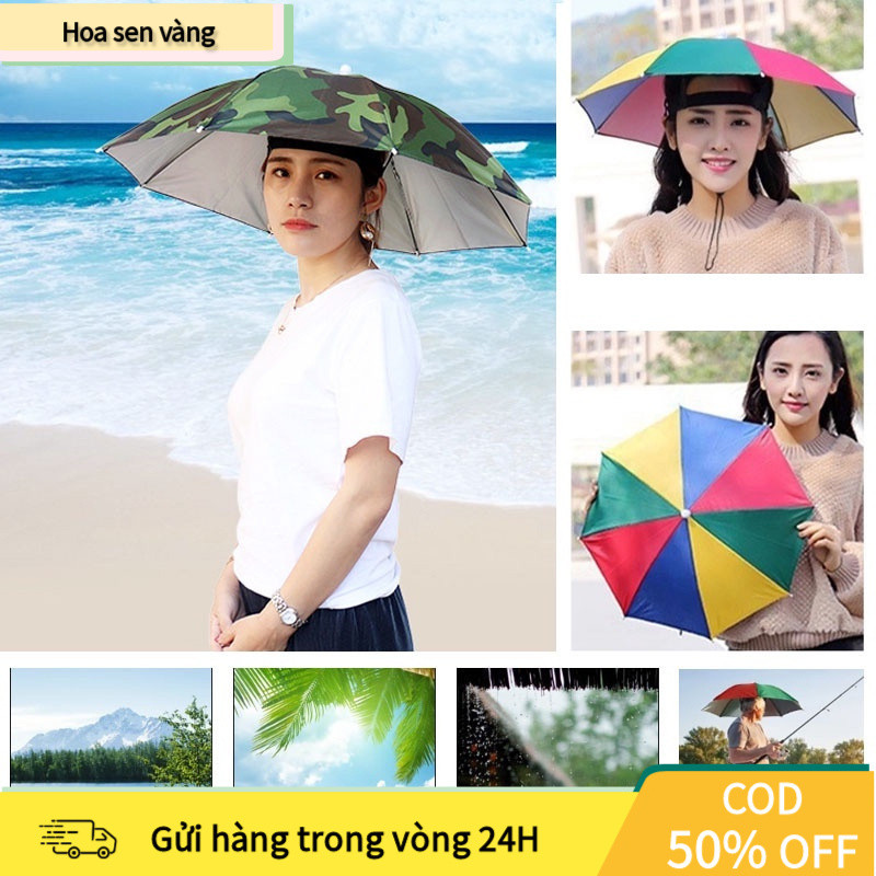 【24H】Mũ che nắng mưa dạng ô hai tầng tiện lợi cho hoạt động như câu cá dã ngoại đi biển hoặc dạo công viên