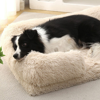 Giường cho chó chống trượt, Tổ chó chỉnh hình, Giường Sofa ấm áp sang trọng dày cỡ lớn, có nắp có thể giặt được