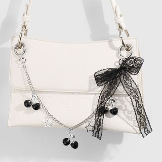Túi OLVIDO Charms, dây chuyền túi nơ ren anh đào, Dây đeo túi xách hợp kim thay thế DIY di động Trang trí mặt dây chuyền