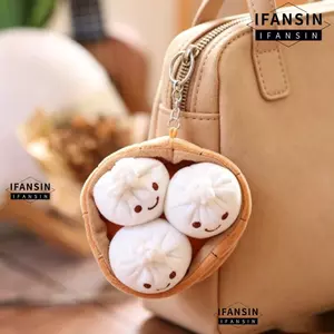 Túi FANSIN Quyến Rũ, Mô Phỏng Thực Phẩm Móc Khóa Thiết Kế Bánh Bao Móc Khóa, Dễ Thương Sang Trọng Treo Trang Trí Túi Trang Trí