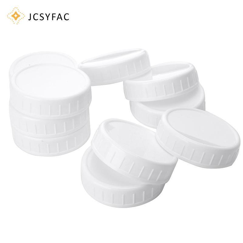 JCSYFAC 10pc Trắng Mason Đóng Hộp Bình Uống Nắp 70mm / 86mm Đường Kính Bên Trong Vỏ Nhựa Không Lót Nắp Gân Nắp Bảo Quản Thay Thế Mới