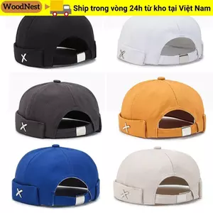 Mũ vòm cổ điển WOODNEST, Mũ Docker không vành bằng vải Cotton màu trơn, Có thể điều chỉnh ngoài trời kiểu giặt Bonnet Beanies mùa đông