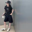 Quần Short Bé Gái Màu Đen Mùa Hè Phong Cách Mới Trẻ Em Màu Trơn Quần Rời Thường Ngày