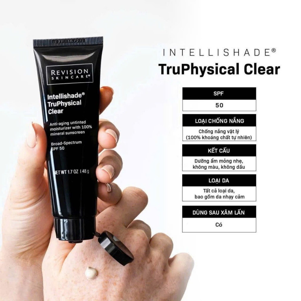 [HÀNG CÔNG TY] Kem Chống Nắng Revision IntelliShade TruPhysical Clear SPF 50 | Kem Chống Nắng Vật Lý Công Nghệ Màng Đáy
