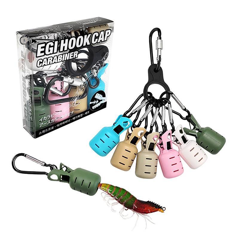E-WOITD Mực Jig Mồi Bảo Vệ Bộ 6 Webfoot Bạch Tuộc Egi Móc Bao Da Mực Ô Mồi Mũ Với Carabiner Câu Chuyện Câu Cá E-WOITD