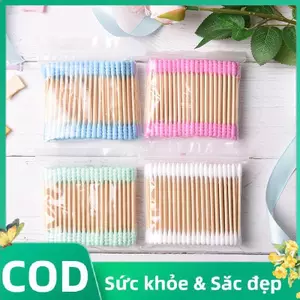 Trong Kho 100 cái/lốc/Túi Kẹo Màu Sắc Đôi Đầu Bông Gạc Bông Thanh Trang Điểm Công Cụ Cá Tuyết
