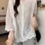Áo sơ mi dài tay voan ren cỡ lớn mùa hè Phong cách mới dáng rộng dáng rộng dáng rộng hơn trông lười biếng phong cách hàng đầu