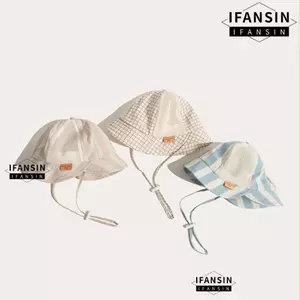 Mũ chống nắng FANSIN, Mũ xô trẻ em in sọc thoáng khí, Mũ chống tia cực tím thời trang Mũ ngư dân lưới mỏng 5-18 tháng Trẻ em