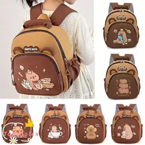 Túi đi học TOPTOOLCX Capybara, Ba lô Capybara dung tích lớn hoạt hình, Ba lô mẫu giáo Nylon nhẹ nhiều túi