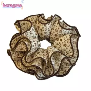 BORAGETE Big Satin Scrunchies, Dây Buộc Tóc Scrunchie Họa Tiết Hoa Cổ Điển Co Giãn, Phụ Kiện Tóc Nâu Hàn Quốc Voan Đuôi Ngựa Giá Đỡ Bun Kiểu Tóc