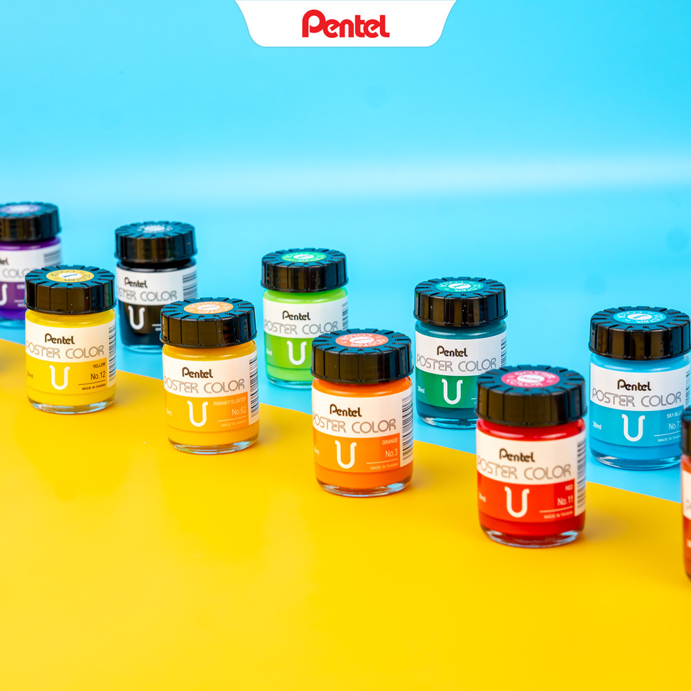 [Màu lẻ] Màu poster Pentel WPU 30ml - màu vẽ Pentel chính hãng màu mị dễ pha lên màu chuẩn