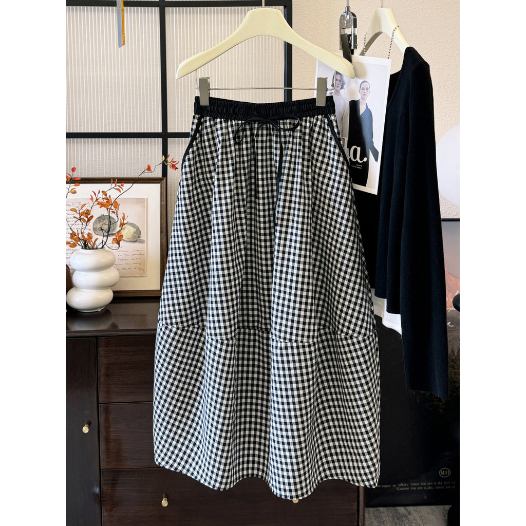 Năm nay Phổ Biến Đẹp Muối Phong Cách Mặc Nhẹ Trưởng Thành Retro Kẻ Sọc Bud Váy Vải Lanh Cotton Váy Cocoon Thường Ngày26061705