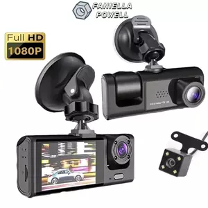Đầu ghi hình ô tô FANIELLAPOWELL, Ghi âm HD 360° Xem Đầu ghi xe, Điều khiển ứng dụng Đầu ghi Video tầm nhìn ban đêm IR 3 kênh Ghi âm lái xe