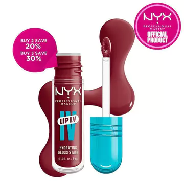 NYX Trang điểm chuyên nghiệp Lip IV Hydrating Gloss Stain, Son bóng, Hydrat hóa lên đến 12HR, Sắc tố cao, Hoàn thiện bóng ướt, Chọn bóng râm của bạn