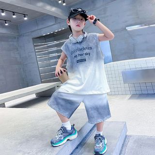 Bộ đồ bé trai thể thao năng động - Áo sát nách loang màu phối quần short rộng thoáng mát mùa hè